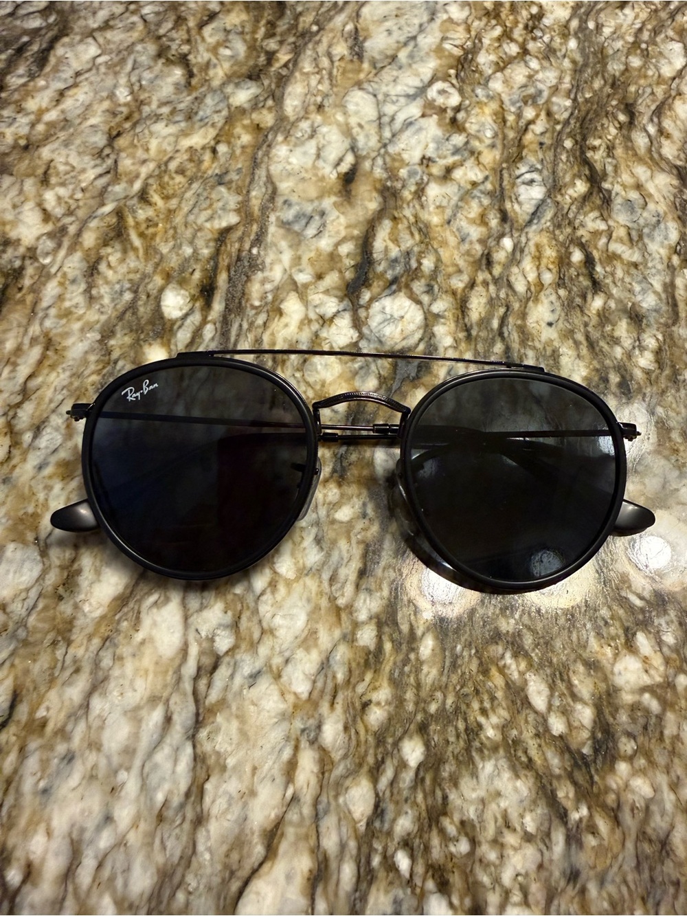 Ray-Ban Black Round Double-Bridge Sunglasses